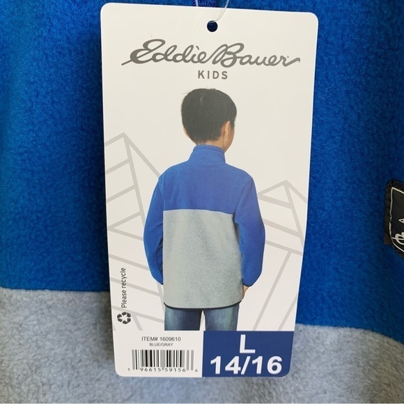 🆕 Eddie Bauer Kids Quest Fleece Size Large 14/16 Blue Gray Youth 1/4 Zip - Picture 4 of 7